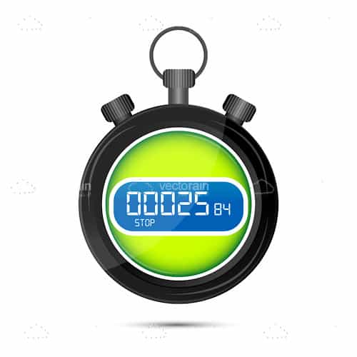 Digital Stop Watch in Bright Green and Blue